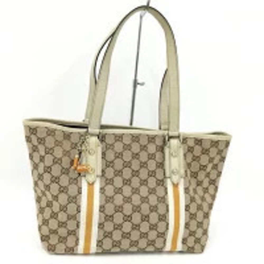 Gucci Tote Bag Handbag GG Canvas Beige Cream